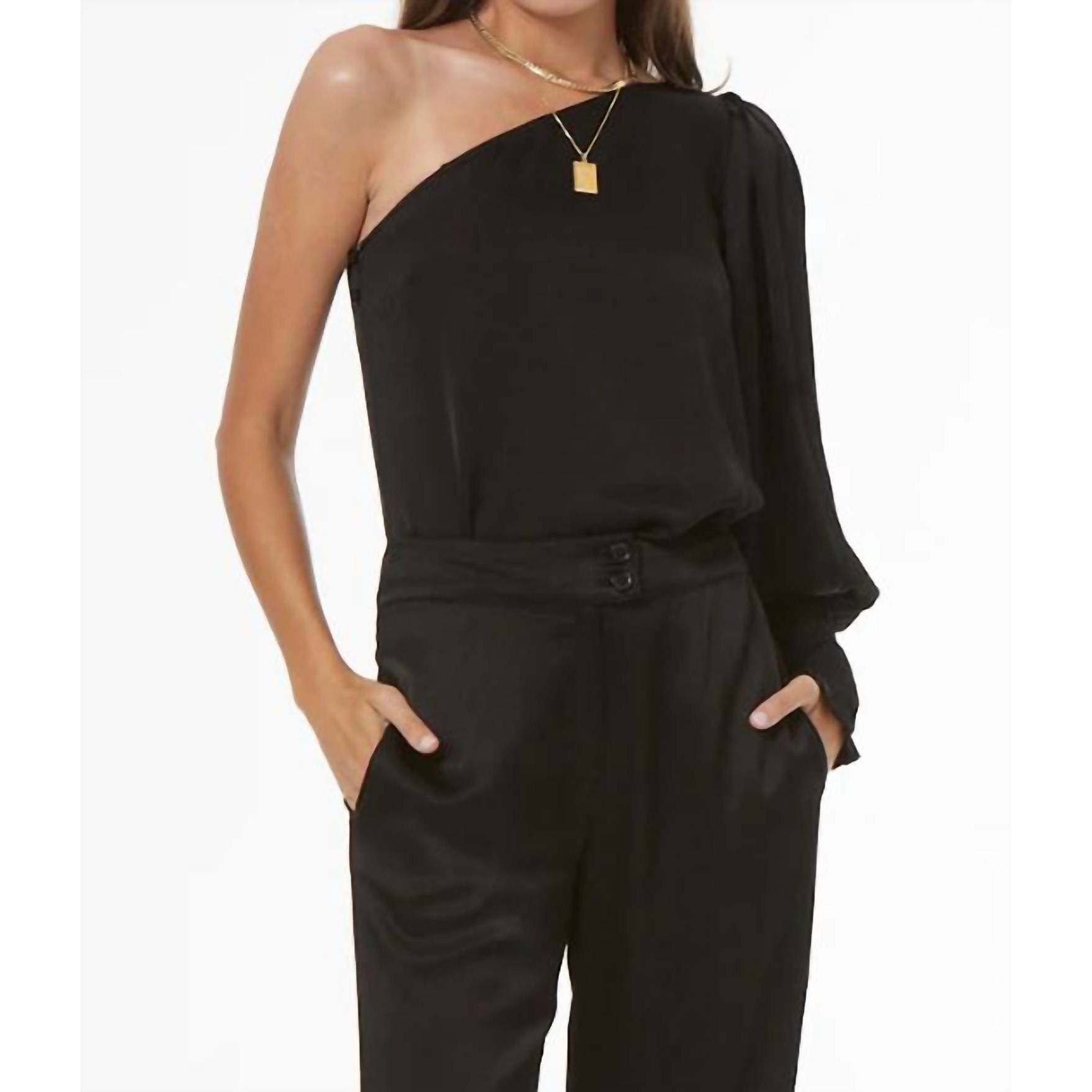 New Young Fabulous & Broke Reeves One Shoulder Top In Black
